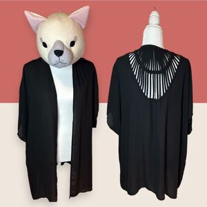 🖤 DANIEL RAINN KIMONO BEACH COVER UP SHEER CUT OUT BACK BLACK MEDIUM